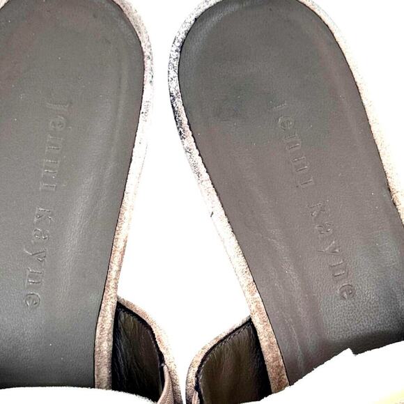 JENNI KAYNE Suede Mules Italian 38 (US 7.5-8) Taupe/Beige GUC Quiet Luxury Shoes - Picture 2 of 9